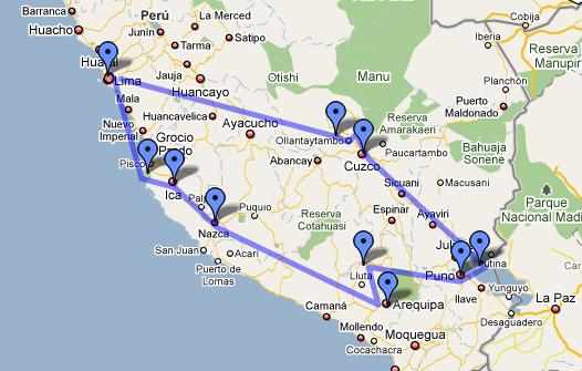 Peru trip map